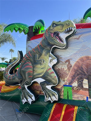 Castillo Hinchable de Dinosaurio con Tobogán Acuático y Piscina para Fiestas en el Patio Trasero