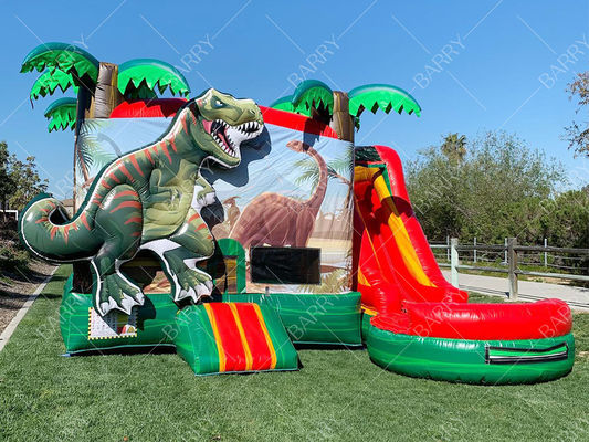 Casa inflable de dinosaurio para niños con tobogán Castillos hinchables Dino Tobogán con soplador