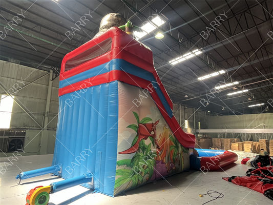 Tobogán acuático inflable con piscina, de gran tamaño, popular y de alta calidad, con temática de dinosaurios de la jungla