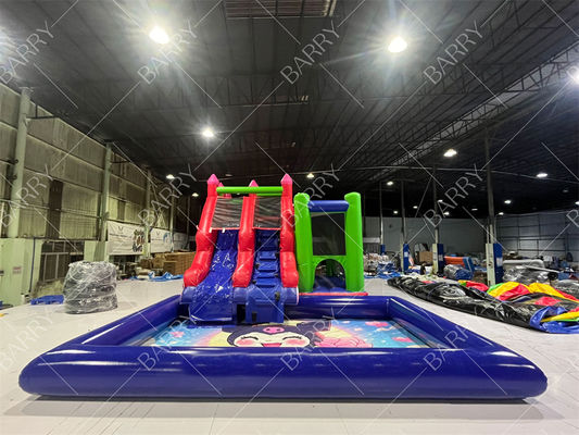 Tobogán acuático inflable de dibujos animados de Kuromi con piscina para fiestas