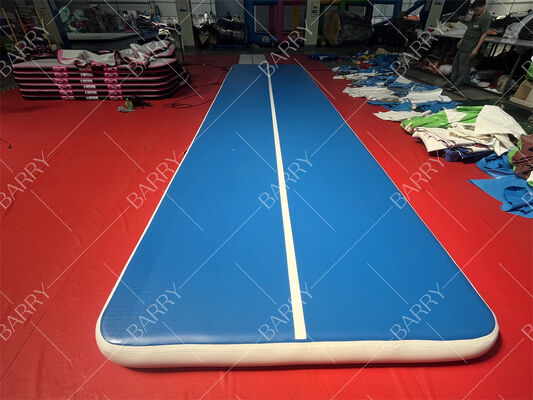 Pista de aire inflable de fábrica para gimnasia, colchoneta de tumbling con costura de caída, soplador, conexión de velcro para uso de yoga