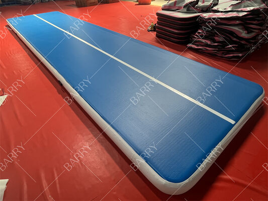 Pista de aire inflable de fábrica para gimnasia, colchoneta de tumbling con costura de caída, soplador, conexión de velcro para uso de yoga