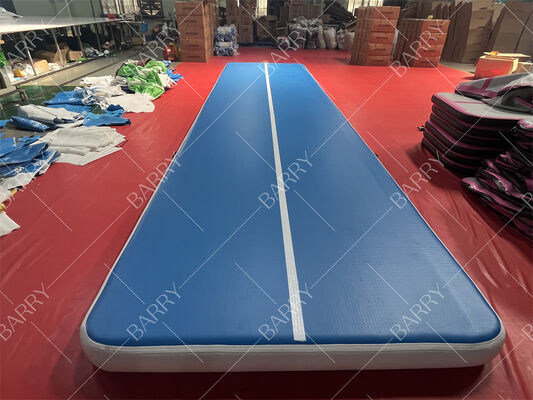 Pista de aire inflable de fábrica para gimnasia, colchoneta de tumbling con costura de caída, soplador, conexión de velcro para uso de yoga