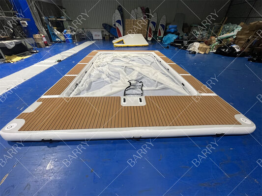 Piscina inflable de medusa y yate con tubo de punto de caída para piscina de mar con red