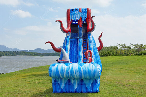 Tobogán acuático inflable comercial grande para adultos, 25 pies, piscina Ocean Battle Slide