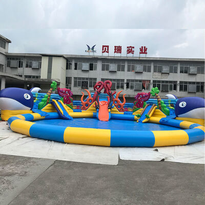 el parque gigante modificado para requisitos particulares del agua del pulpo, parque inflable animal del agua del dolohin con la piscina grande juega