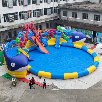 el parque gigante modificado para requisitos particulares del agua del pulpo, parque inflable animal del agua del dolohin con la piscina grande juega