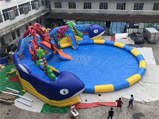 el parque gigante modificado para requisitos particulares del agua del pulpo, parque inflable animal del agua del dolohin con la piscina grande juega