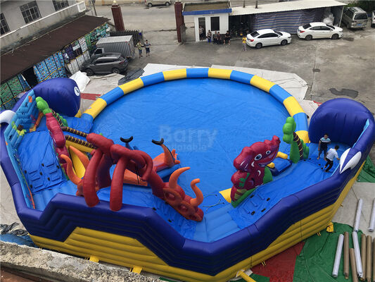 el parque gigante modificado para requisitos particulares del agua del pulpo, parque inflable animal del agua del dolohin con la piscina grande juega