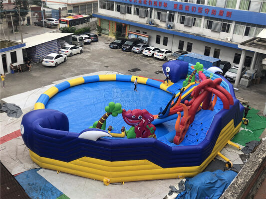 el parque gigante modificado para requisitos particulares del agua del pulpo, parque inflable animal del agua del dolohin con la piscina grande juega