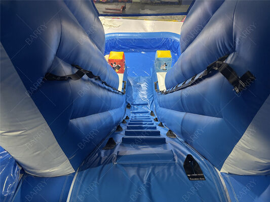 Resbaladilla inflable de PVC azul comercial para niños en el patio trasero con piscina para uso doméstico