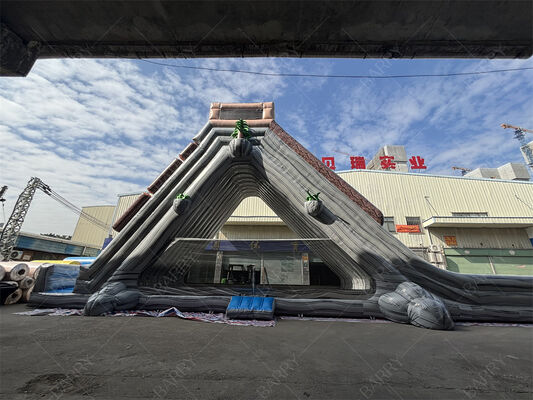 Deslizamiento de agua gigante inflable de grado comercial, doble carril de temática tropical deslizamiento húmedo / seco para parques de diversiones y festivales