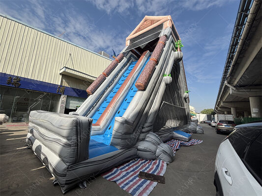 Deslizamiento de agua gigante inflable de grado comercial, doble carril de temática tropical deslizamiento húmedo / seco para parques de diversiones y festivales