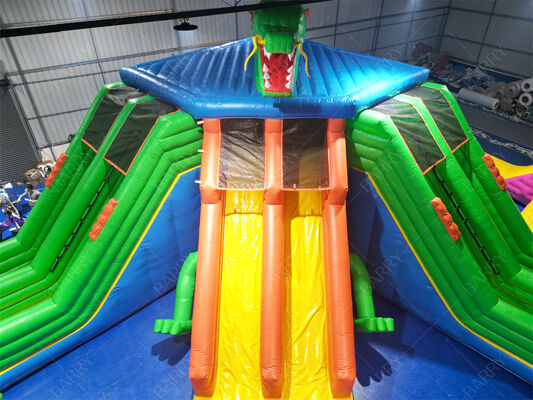 Parque acuático inflable de grado comercial para dragones, parque acuático de toboganes múltiples con piscina grande para parques de diversiones Festivales