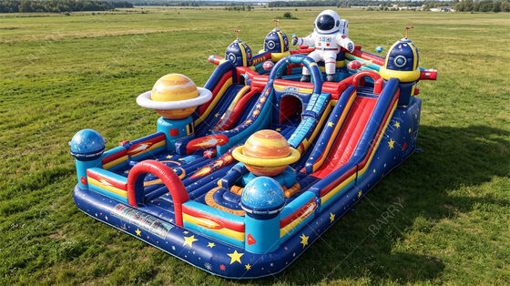 Espacio Extraterrestre Astronauta Jardín Inflable Parque Educativo Temático de Salto con Deslizamientos Planetarios PVC Comercial para Eventos Familiares y Actividades Escolares