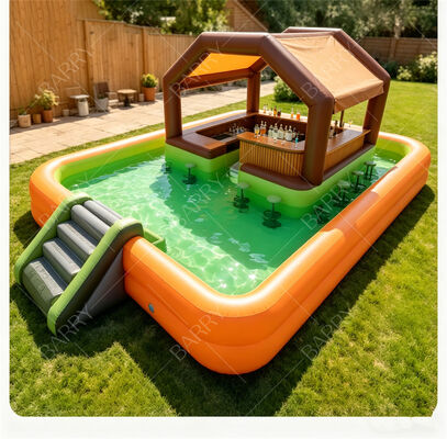 Ultimate Backyard Water Party Station Bar de piscina flotante inflable con tobogán y techo