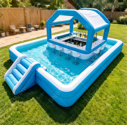 Ultimate Backyard Water Party Station Bar de piscina flotante inflable con tobogán y techo