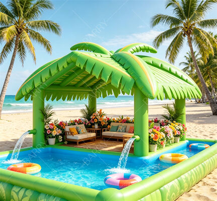 Bar de Piscina Flotante Inflable de Tiki Tropical