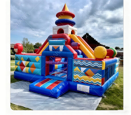 Carnaval Geométrico castillo de salto inflable con doble toboganes