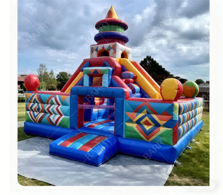 Carnaval Geométrico castillo de salto inflable con doble toboganes