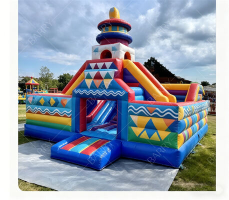 Carnaval Geométrico castillo de salto inflable con doble toboganes
