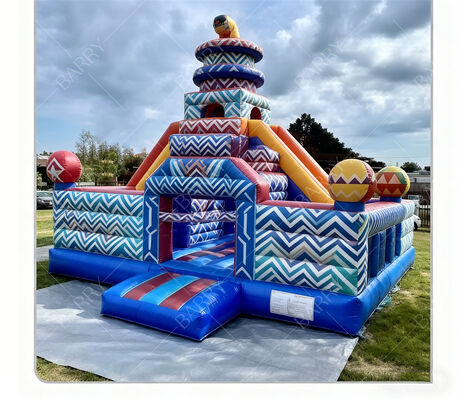 Carnaval Geométrico castillo de salto inflable con doble toboganes