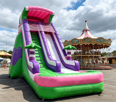 18 pies de altura Safari Tigre Impresión de tobogán de agua inflable