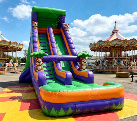 18 pies de altura Safari Tigre Impresión de tobogán de agua inflable