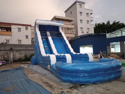 Los juegos inflables exteriores modelan el color azul de Aqua Inflatable Floating Water Slide por diversión