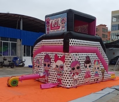 alquiler comercial inflable del PVC LOL Bounce House Slide Pink de 0.55m m