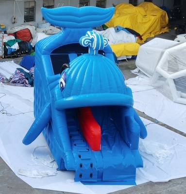 Patio trasero casero de los toboganes acuáticos del diseño inflable comercial de la ballena
