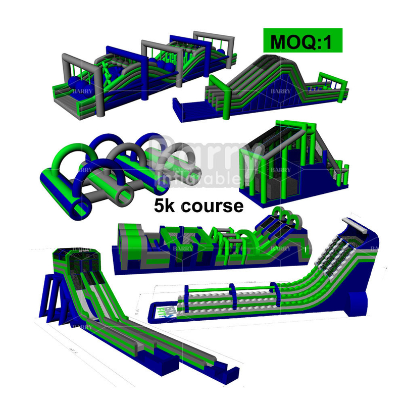 Curso comercial de obstáculos inflables al aire libre 5k Gándalo Gigante adulto Explotar Curso de obstáculos 5k para equipos de alquiler de fiestas