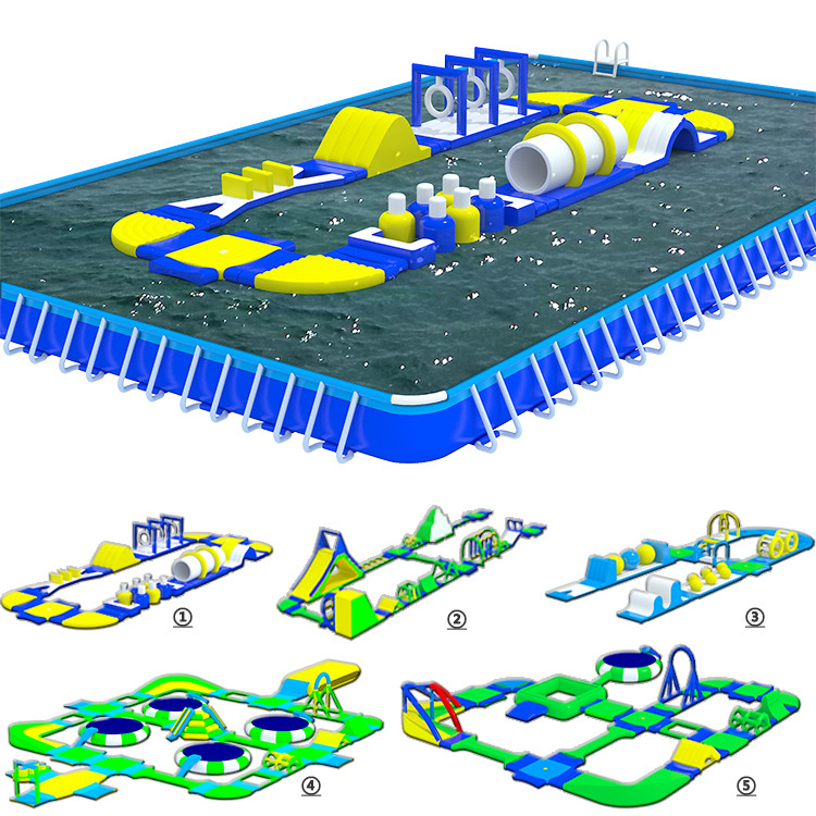 Parque acuático flotante curso de asalto en el agua para el marco piscina