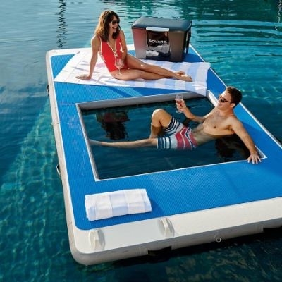 Yacht Deportes al aire libre Drop Stitch Piscina de mar Inflable Océano flotante Piscina de mar con red antimedusas