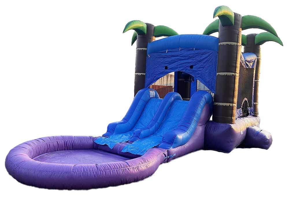 Casco de salto combinado personalizado con 2 toboganes y piscina húmeda o seca con toboganes de agua