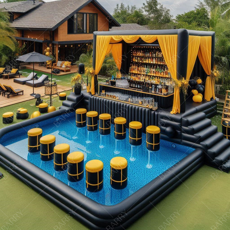 Bar de piscina inflable Bar flotante de piscina para patio trasero Bar inflable piscina con asientos
