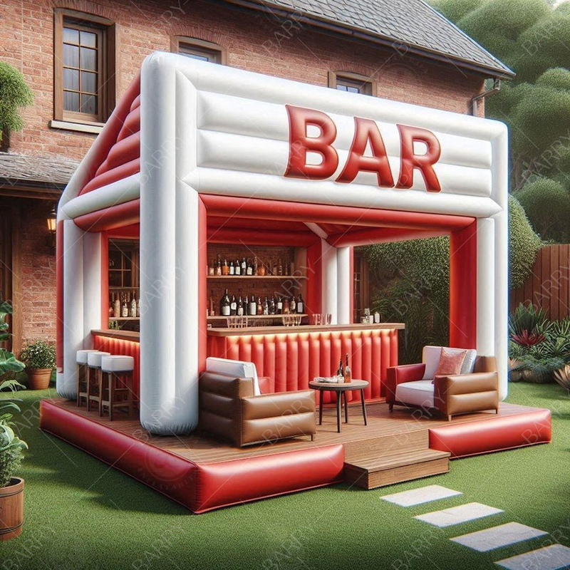 Bar de piscina inflable para adultos en el patio trasero Bar de piscina inflable con baño y asientos para eventos de fiesta
