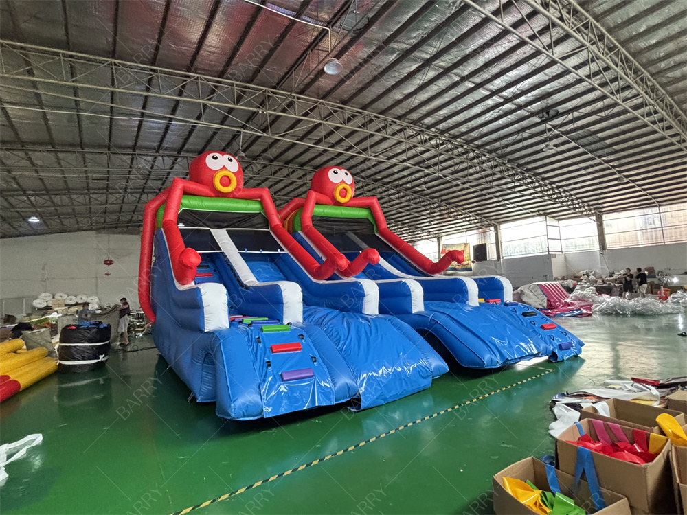 Sea World tema pulpo tobogán de piscina inflable, tobogán inflable para la piscina jardín trasero parque acuático