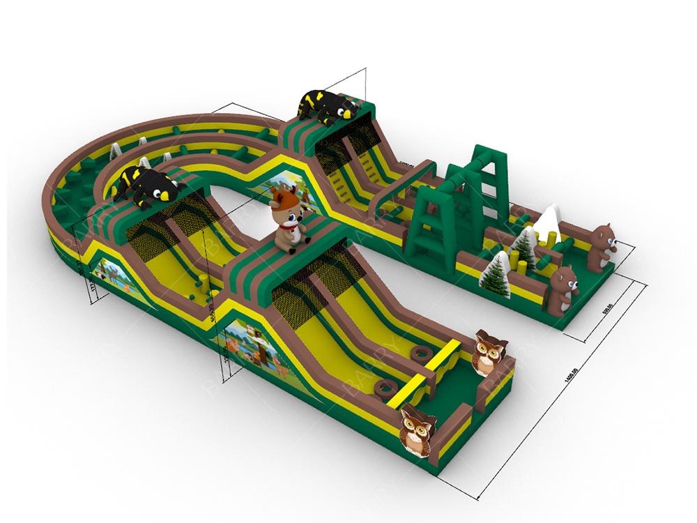 Gran salto inflables salpicador tobogán campo de obstáculos juego inflables obstáculos trampolín parque para niños y adultos