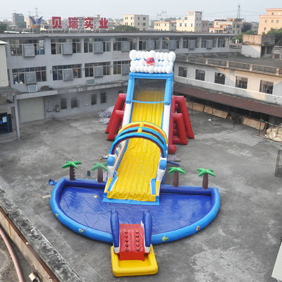 resbalón inflable largo temático y diapositiva del agua del arco iris del PVC de 0.55m m con la piscina