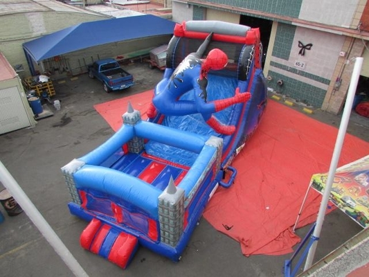 Diapositiva de salto de la gorila del castillo del tema del hombre araña de la casa combinada inflable de la despedida para los niños