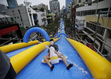 Palmo inflable gigante azul de encargo de la larga vida del acontecimiento de la calle de la ciudad del tobogán acuático