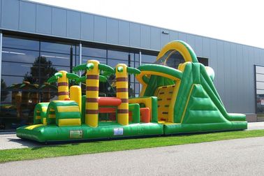 Equipo al aire libre inflable del juego del patio trasero inflable de la carrera de obstáculos del alquiler del verde del PVC de Platón