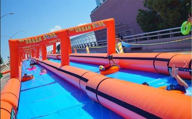 Naranja tobogán acuático inflable gigante de 1000 pies con el doble - puntada del Tripple