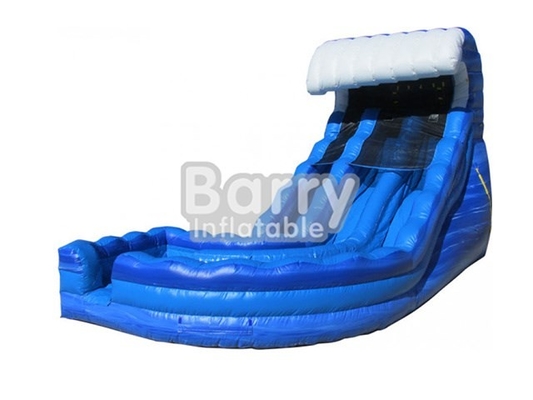 Toboganes acuáticos inflables de la onda azul comercial de la curva para los niños