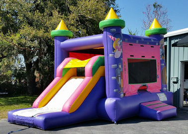Princesa púrpura 4 del castillo en 1 popular combinado de la despedida del tobogán acuático combinado de la casa