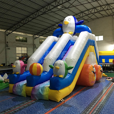 Toboganes acuáticos inflables de los carriles del niño durable del pingüino para la impresión de Digitaces de la piscina