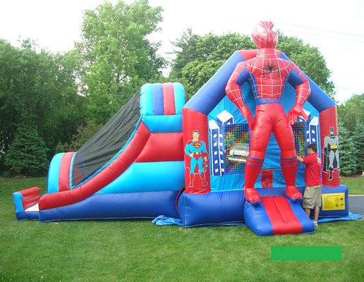 Casa combinada inflable de la despedida del super héroe de la aventura al aire libre del hombre araña con la diapositiva