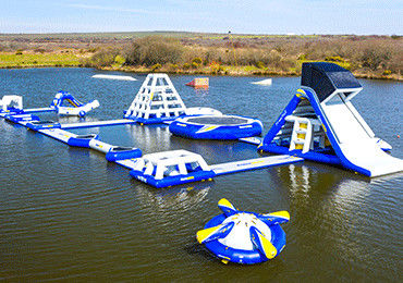 Parque inflable azul durable de la aguamarina del parque inflable del agua de la isla Wake para el mar
