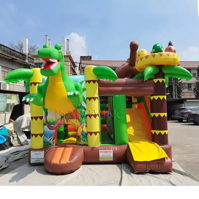 casa inflable de la despedida de la diapositiva de los 5x5m con la diapositiva de salto del castillo del ventilador combinada
